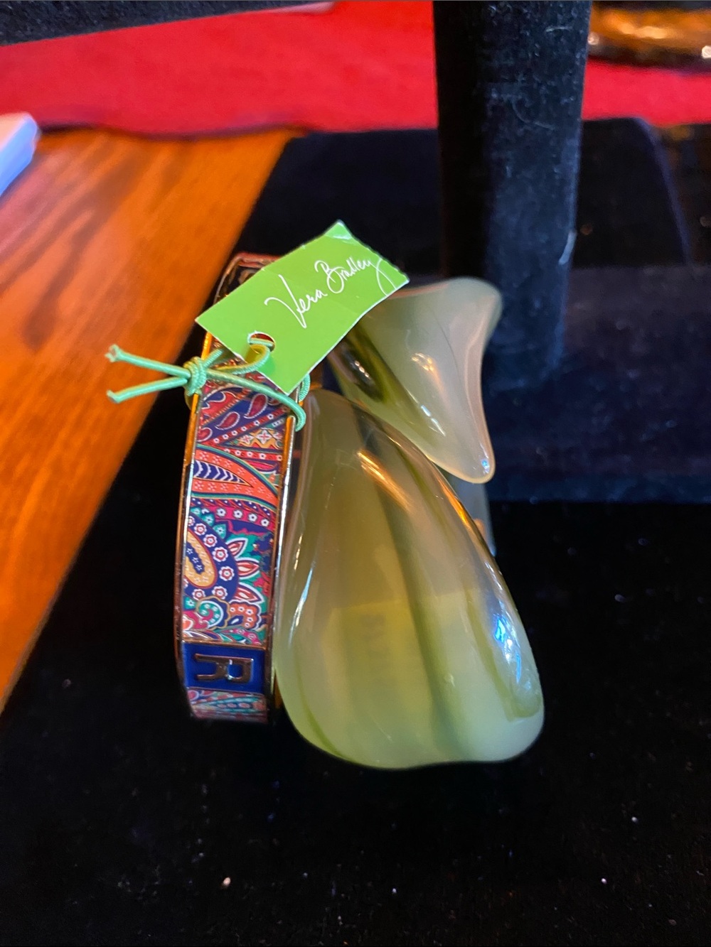 Vera BradleyPaisley Enamel Bangle Bracelet and Lucite Clamper Bracelet